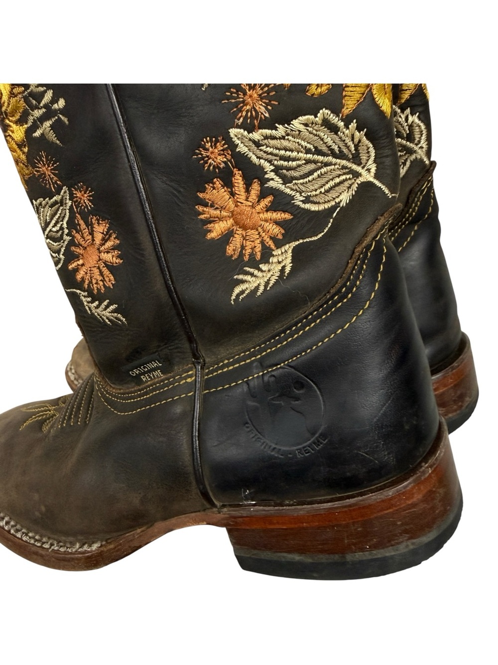 Reyme Crazy Choco Floral Embroidered Western Cowboy Boots - Picture 4 of 7